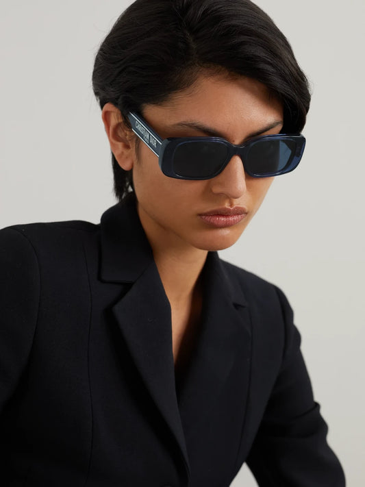 Image of Sunglasses. Product name - Wildior S2u Rectangular-frame Acetate Sunglasses in Blue colour by brand - DIOR Eyewear