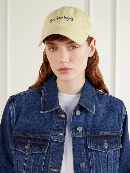 Image of Hats. Product name - + Sotheby's Embroidered Cotton-canvas Cap in Yellow colour by brand - FRAME