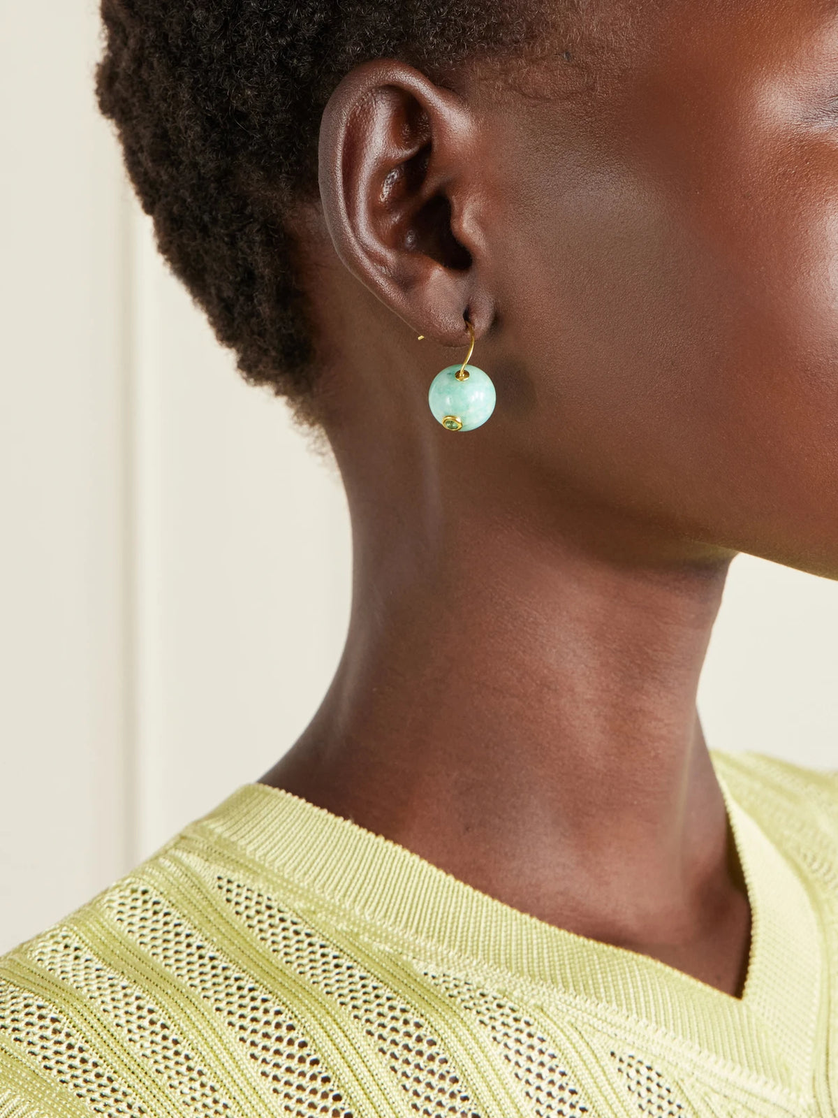 Image of Earrings. Product name - Comet Beaded Amazonite Earrings in Blue colour by brand - Lizzie Fortunato