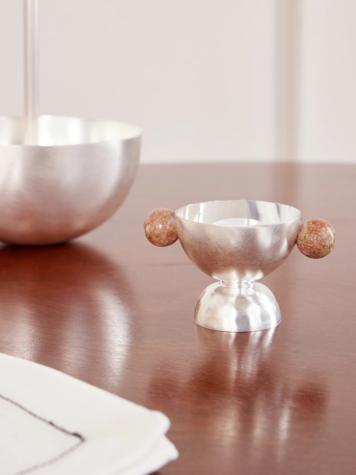 Image of Tableware. Product name - Silver-plated And Stone Egg Cup in Multi colour by brand - Natalia Criado
