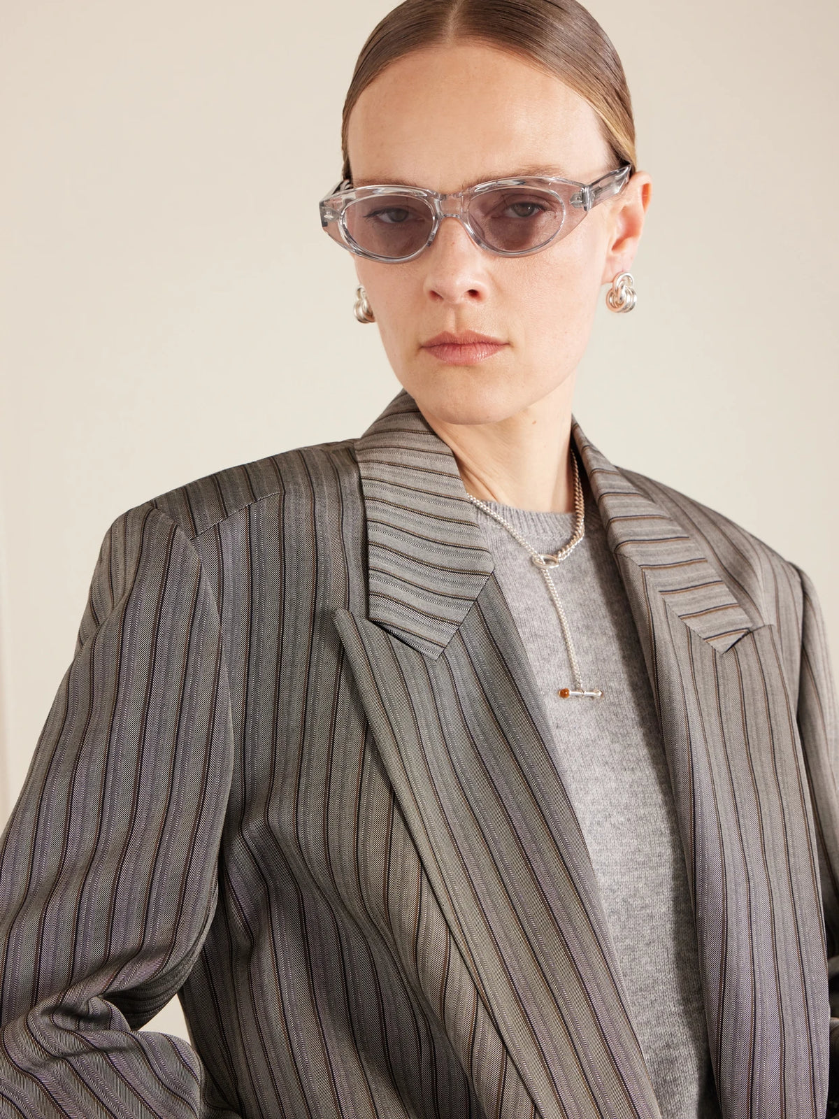 Image of Sunglasses. Product name - Krasner Cat-eye Optical Glasses in Clear colour by brand - Jacques Marie Mage