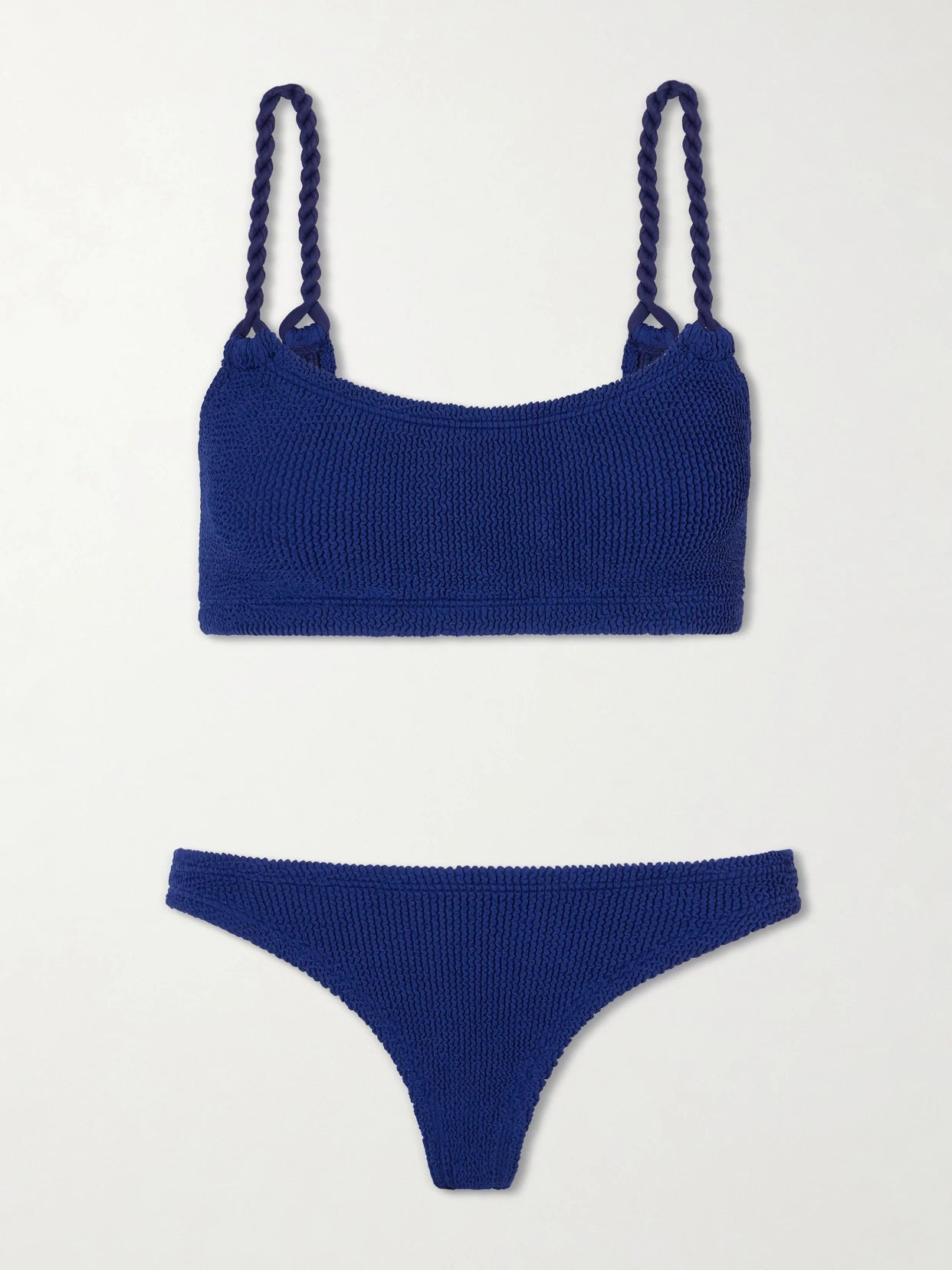 Image of Swimwear. Product name - Phoebe Original Crinkle Bikini in Navy colour by brand - Hunza G