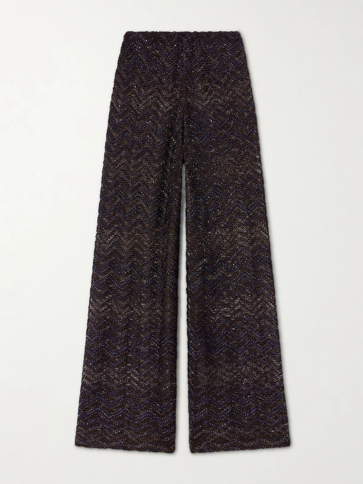Sequin-embellished Crochet-knit Wide-leg Pants