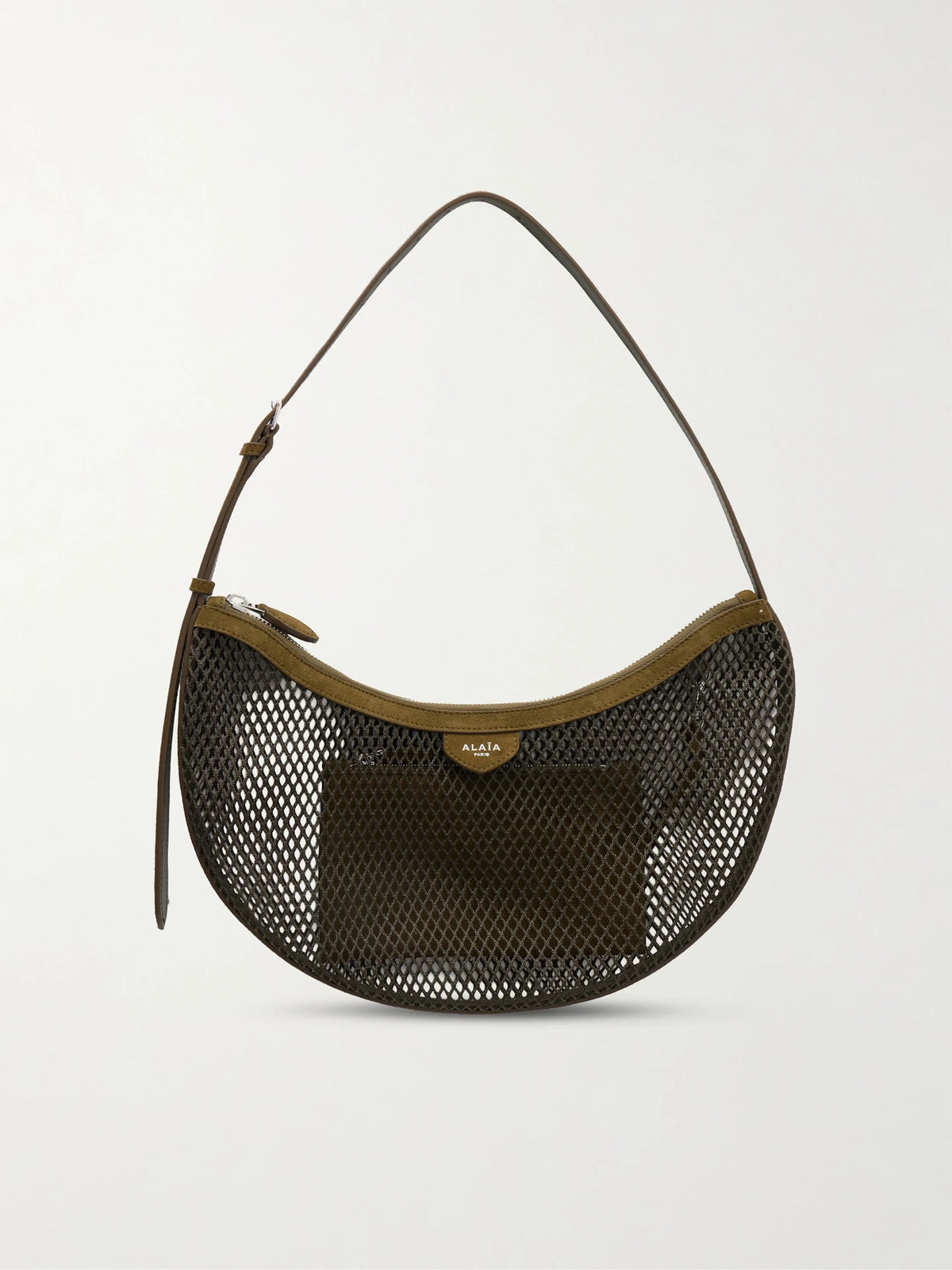 Demi Lune Suede-trimmed Mesh Shoulder Bag