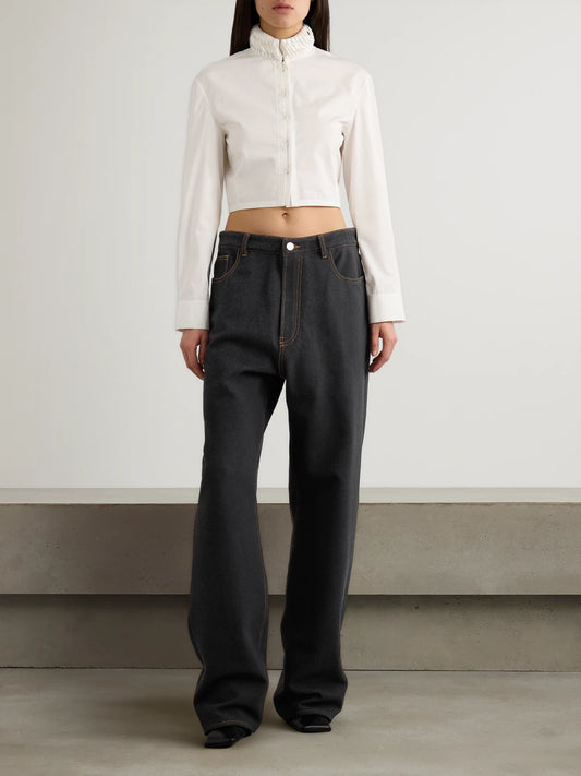 Image of Jeans. Product name - Straight-leg Jeans in Black colour by brand - Alaïa
