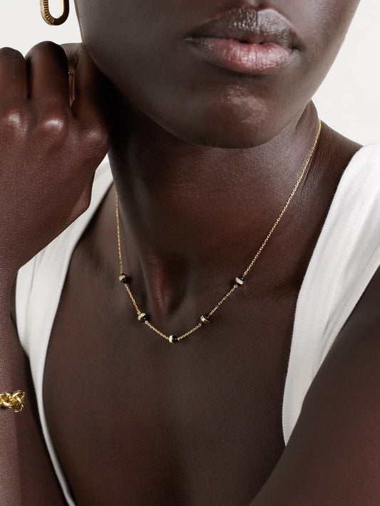 Image of Necklaces. Product name - Atoms 18-karat Gold, Enamel And Diamond Necklace in Multi colour by brand - L'Atelier Nawbar
