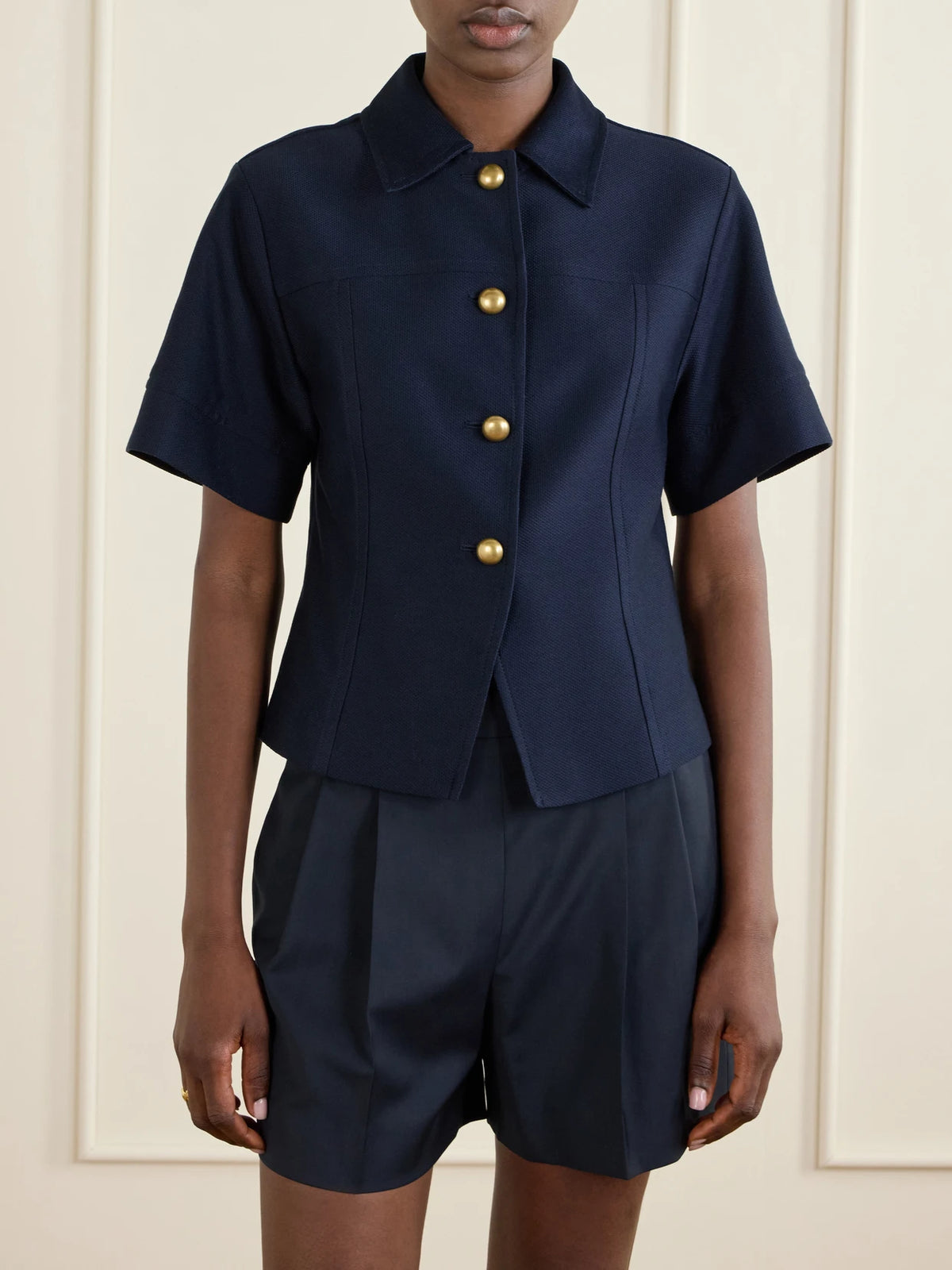 Max Mara Paneled Cotton-piqué Shirt