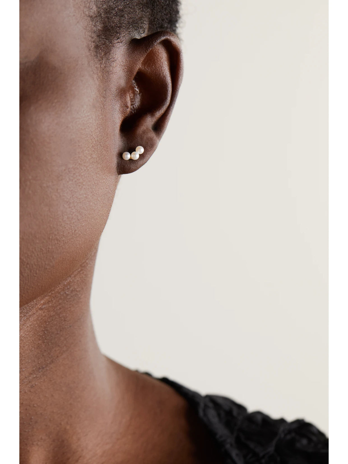 Image of Earrings. Product name - Trio 14-karat Gold Pearl Earrings in Multi colour by brand - Mateo
