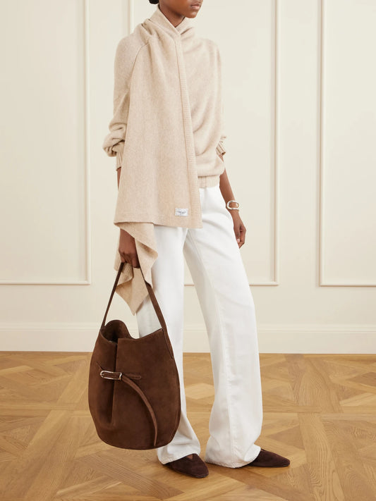 Liffner Buckled Large Suede Shoulder Bag