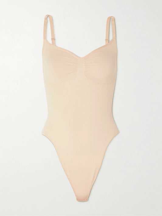 Image of Lingerie. Product name - Seamless Sculpt Thong Bodysuit in Sand colour by brand - SKIMS