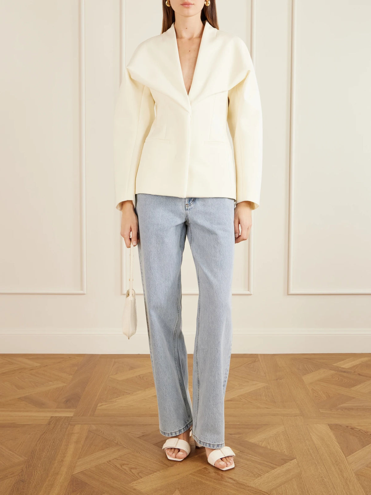 Image of Heels. Product name - 45 Buckled Leather Sandals in Off-white colour by brand - Roger Vivier
