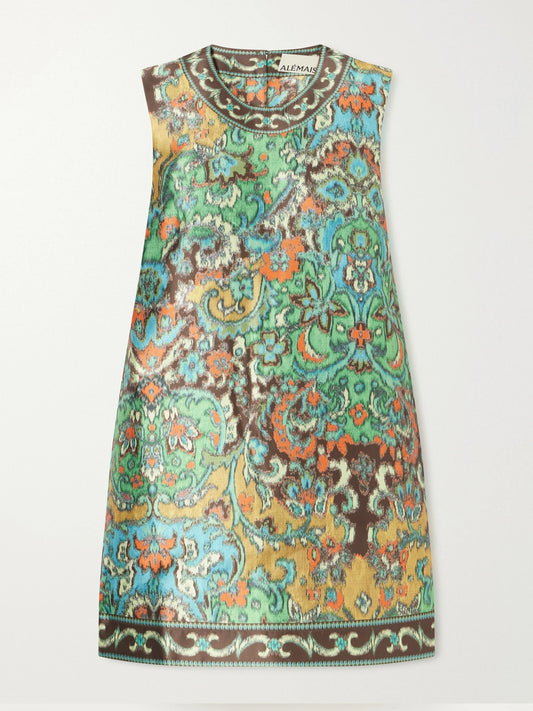 ALÉMAIS Charlotte Floral-jacquard Satin Mini Dress