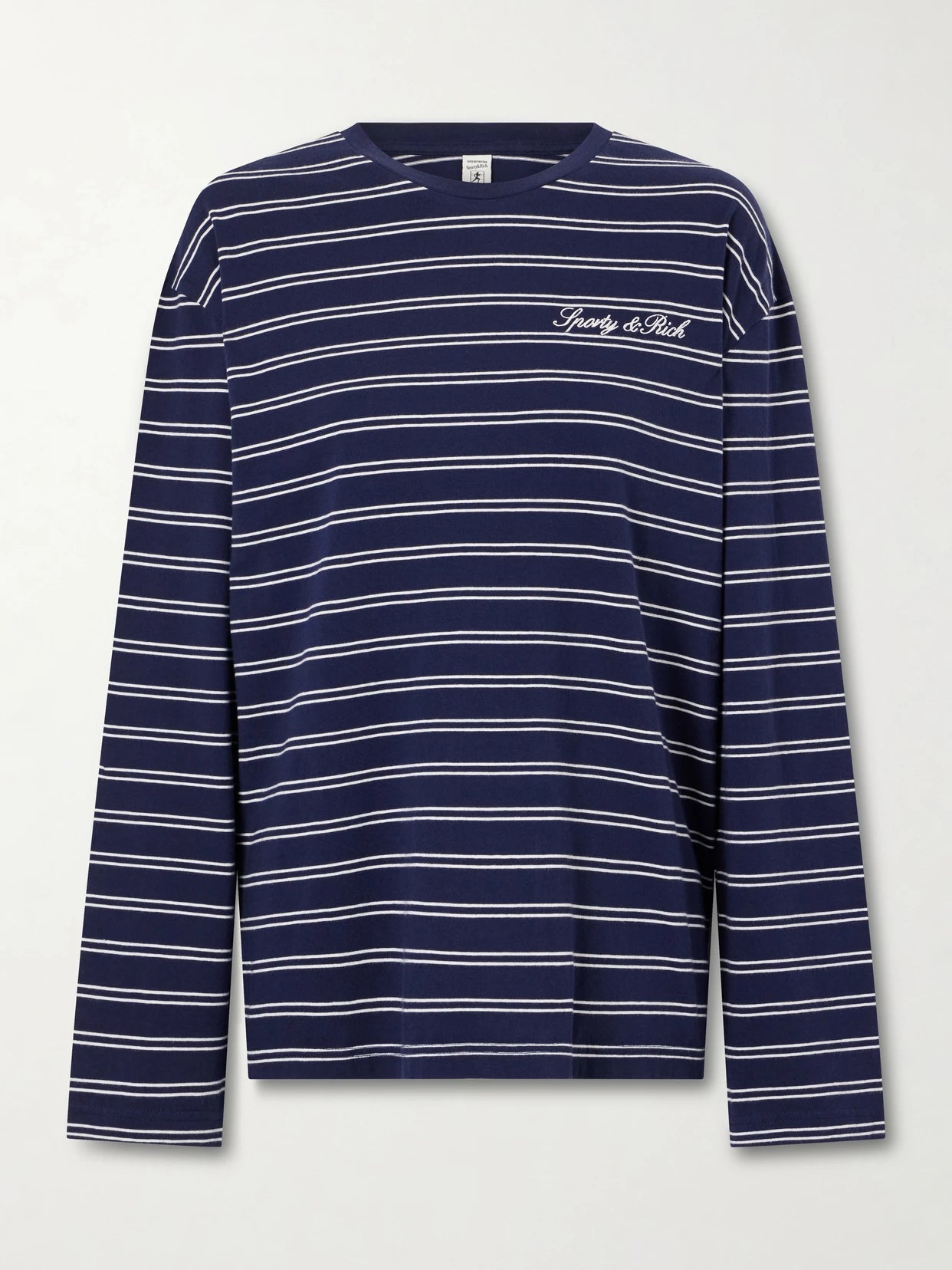 Logo-embroidered Striped Cotton-jersey Long-sleeve Top