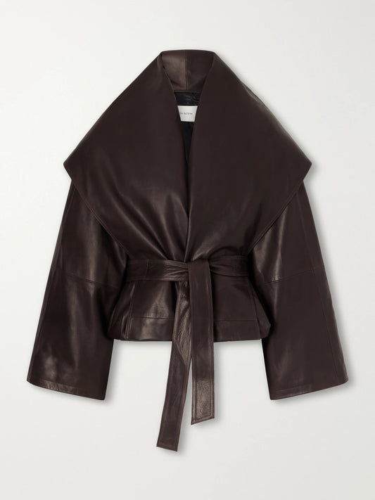 Magda Butrym Cropped Belted Leather Jacket