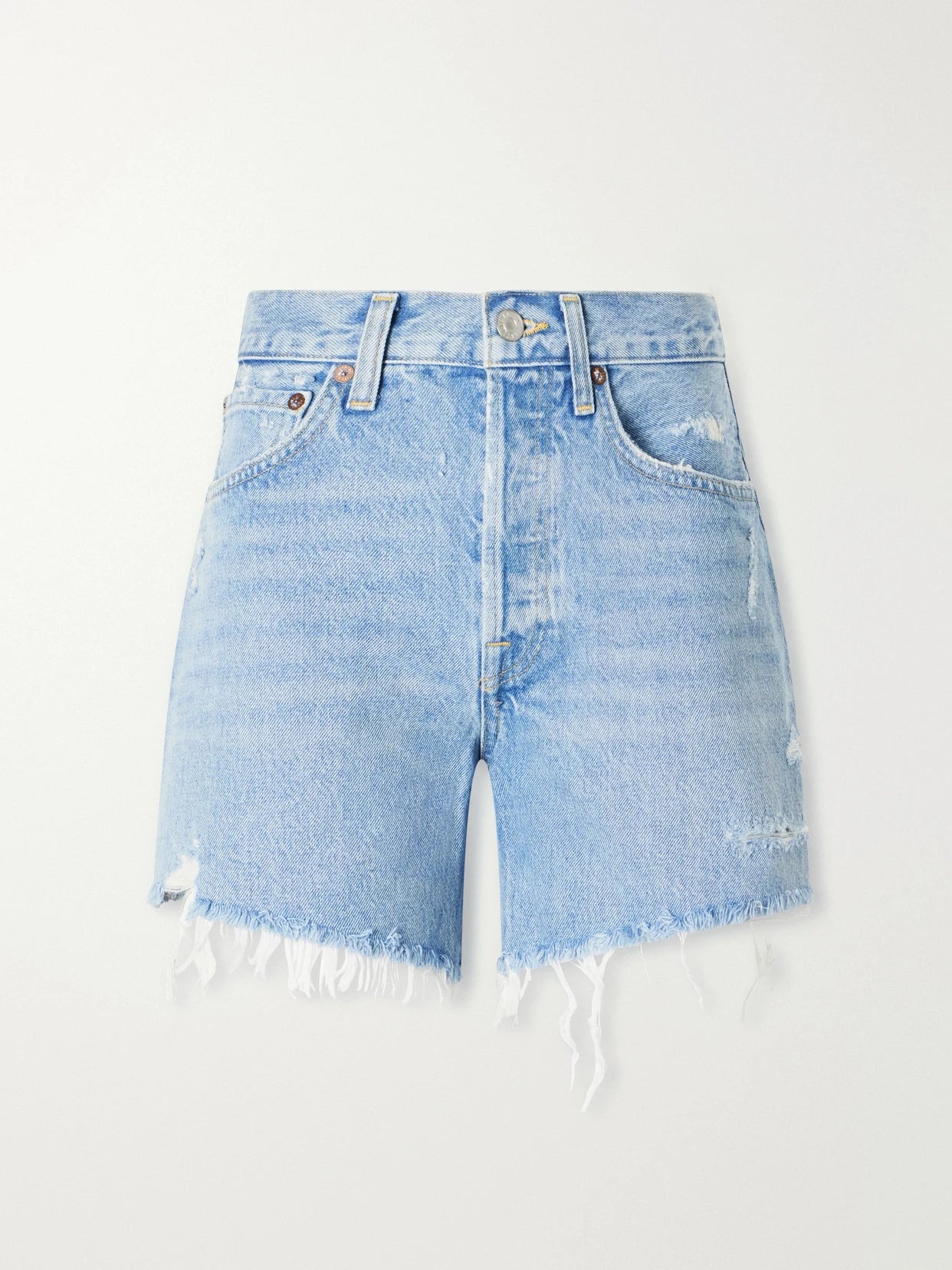 Parker Long Distressed Organic Denim Shorts