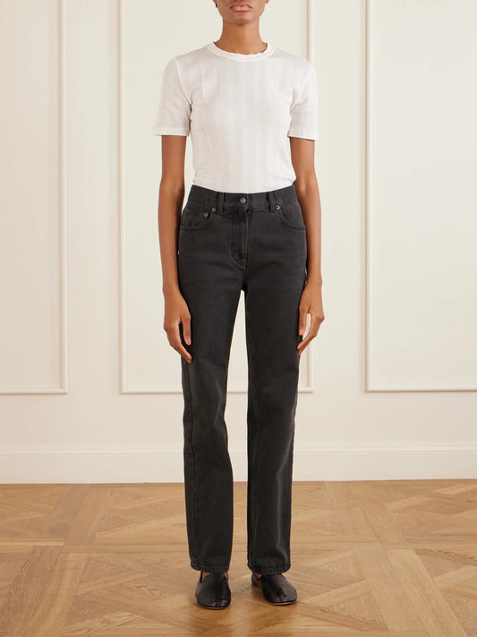 Image of Flats. Product name - Casa Leather Loafers in Black colour by brand - The Row