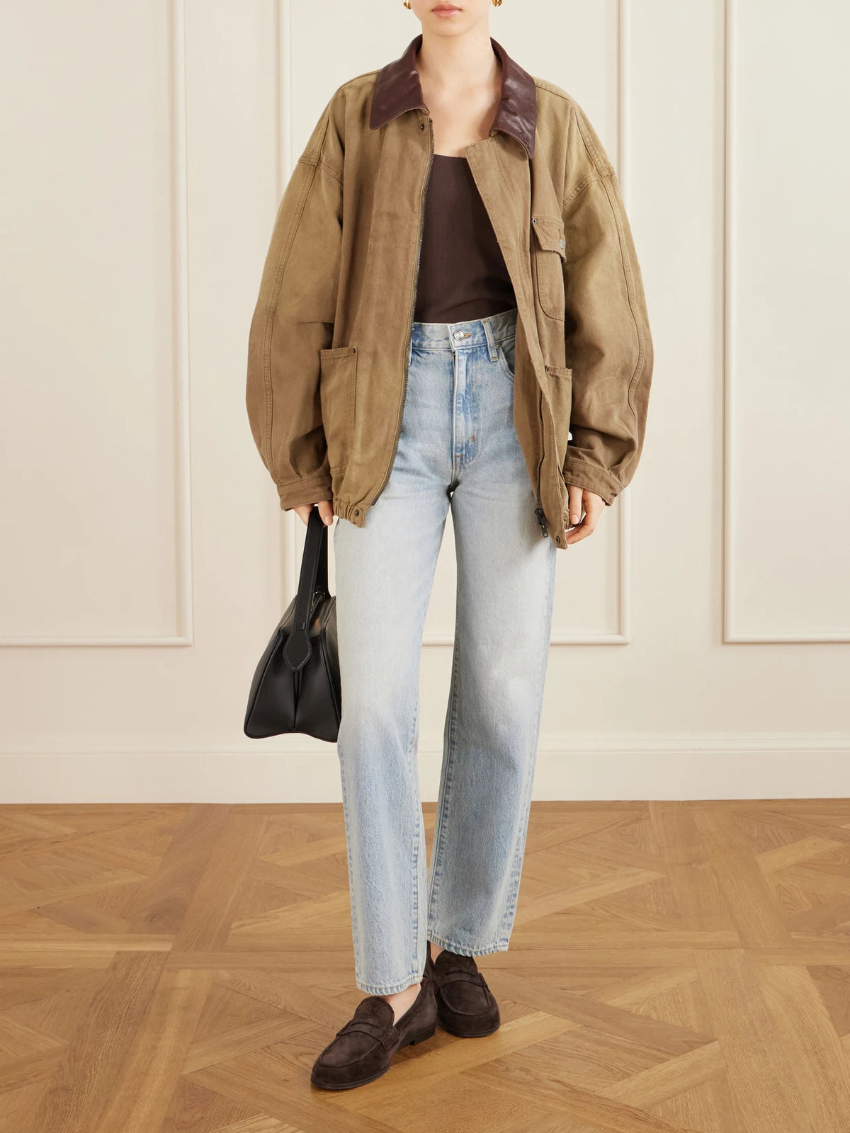 Image of Jeans. Product name - + Net Sustain London High-rise Straight-leg Organic Jeans in Mid denim colour by brand - SLVRLAKE