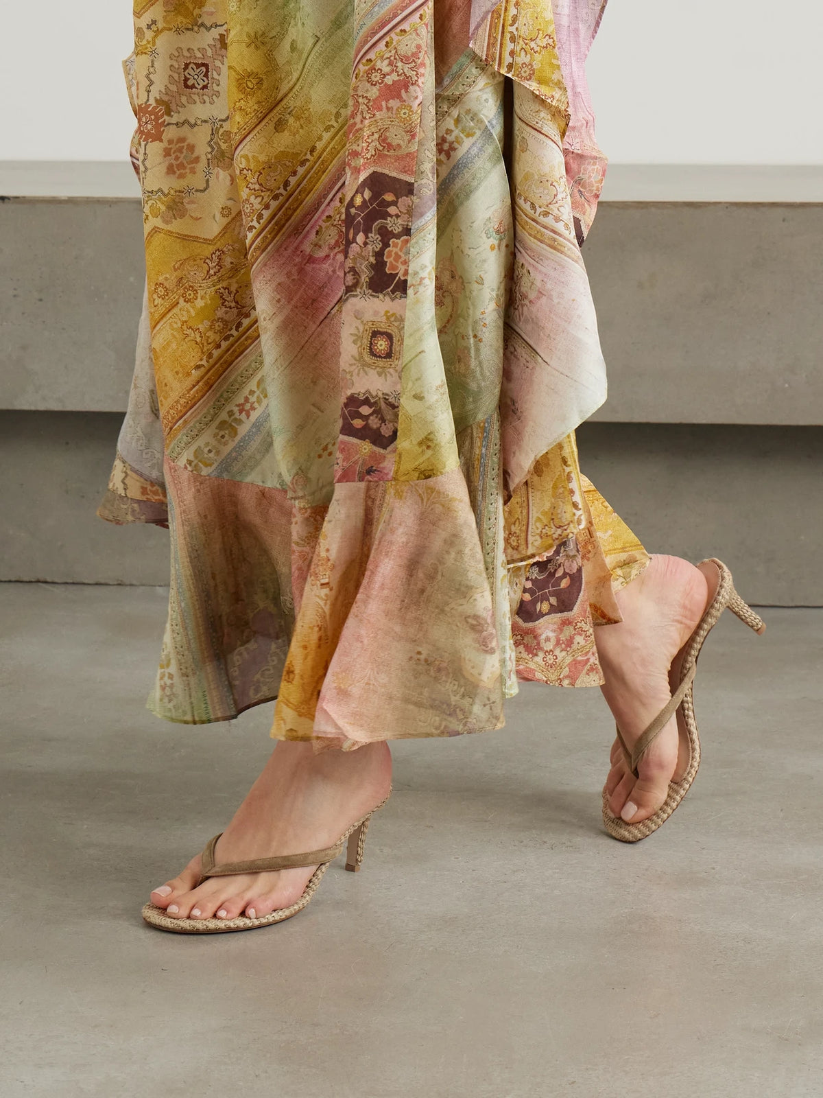Calypso 70 Suede-trimmed Raffia Sandals