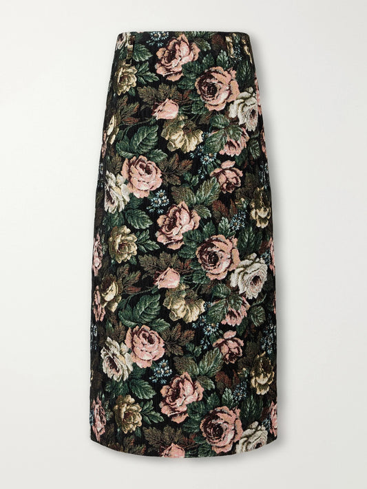 Dries Van Noten Floral-jacquard Midi Skirt