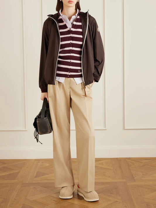 Image of Coats & Jackets. Product name - Fegeos Logo-appliquéd Hooded Shell Jacket in Brown colour by brand - Moncler