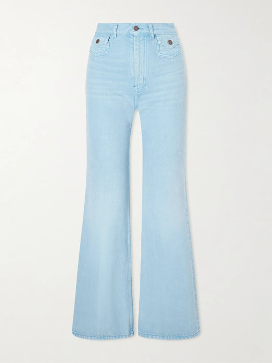 Mid-rise Embroidered Wide-leg Jeans