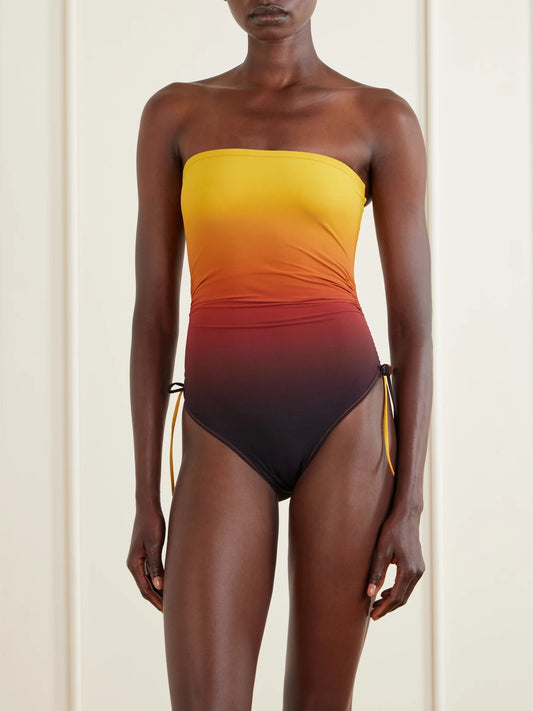 Sessantadue Strapless Ruched Dégradé Swimsuit