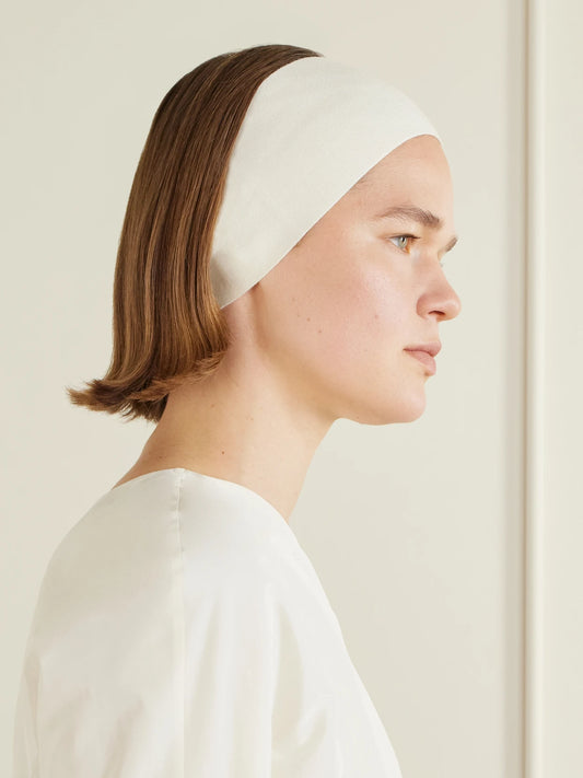 Image of Accessories. Product name - Ombrea Cashmere-blend Headband in Ivory colour by brand - The Row
