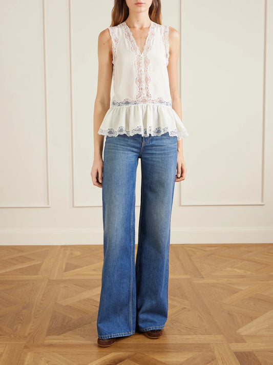 Image of Flats. Product name - Kick Suede-trimmed Satin Sneakers in Brown colour by brand - Chloé