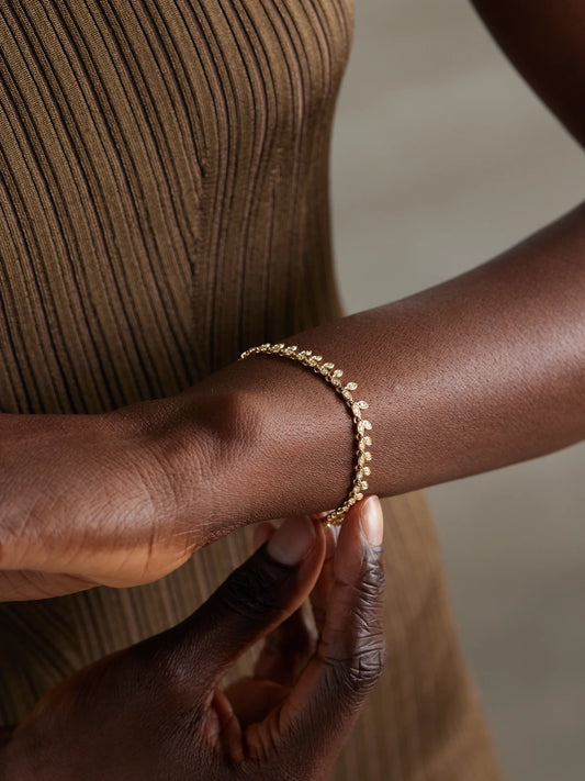 Image of Bracelets. Product name - Marquis Eye Eternity Fringe 14-karat Gold Diamond Bracelet in Multi colour by brand - Sydney Evan