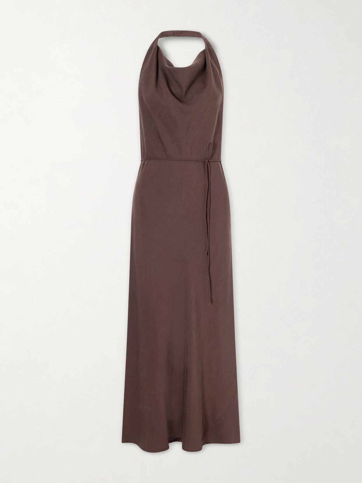 Image of Dresses. Product name - Izaro Tencel And Linen-blend Maxi Dress in Brown colour by brand - Faithfull