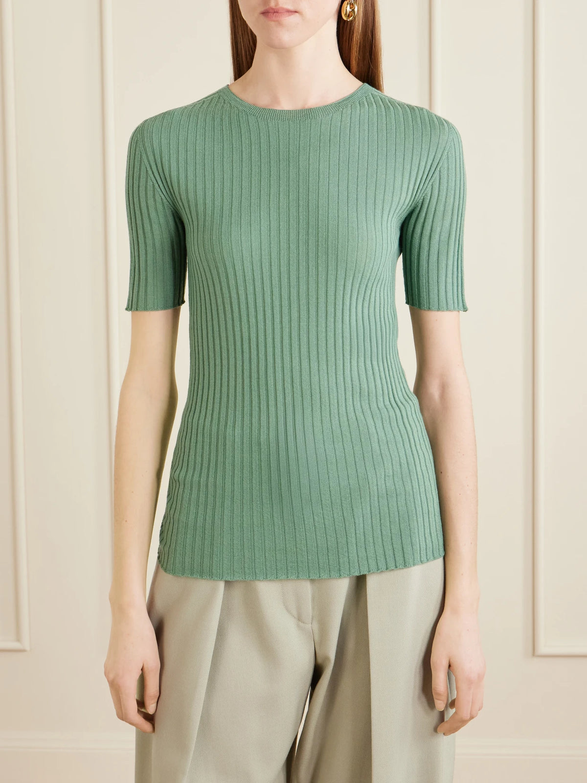 KALLMEYER Ribbed-knit Merino Wool T-shirt