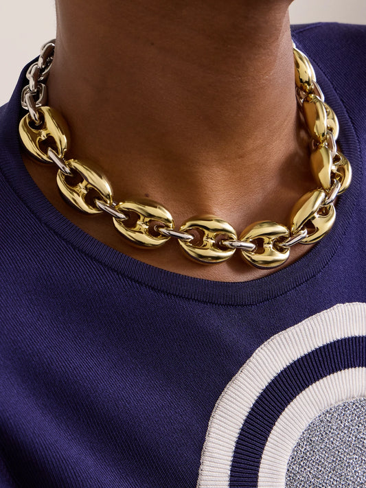 Image of Necklaces. Product name - X Eight Silver And Gold-tone Necklace in Multi colour by brand - RABANNE