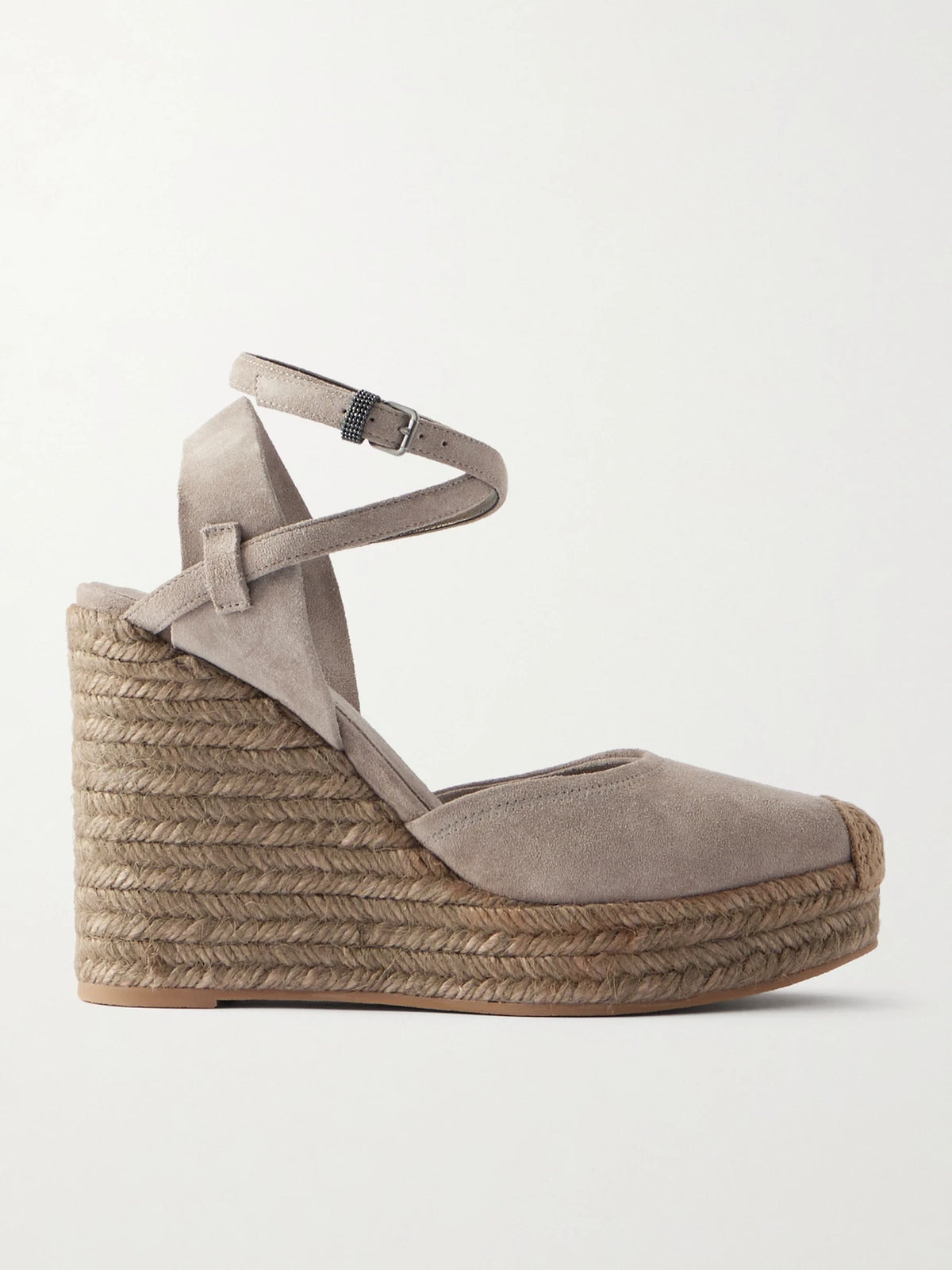 80 Embellished Suede Platform Wedge Espadrille Sandals