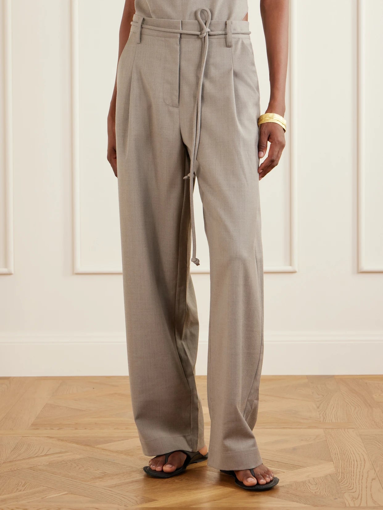Pleated Wool-blend Barrel-leg Pants