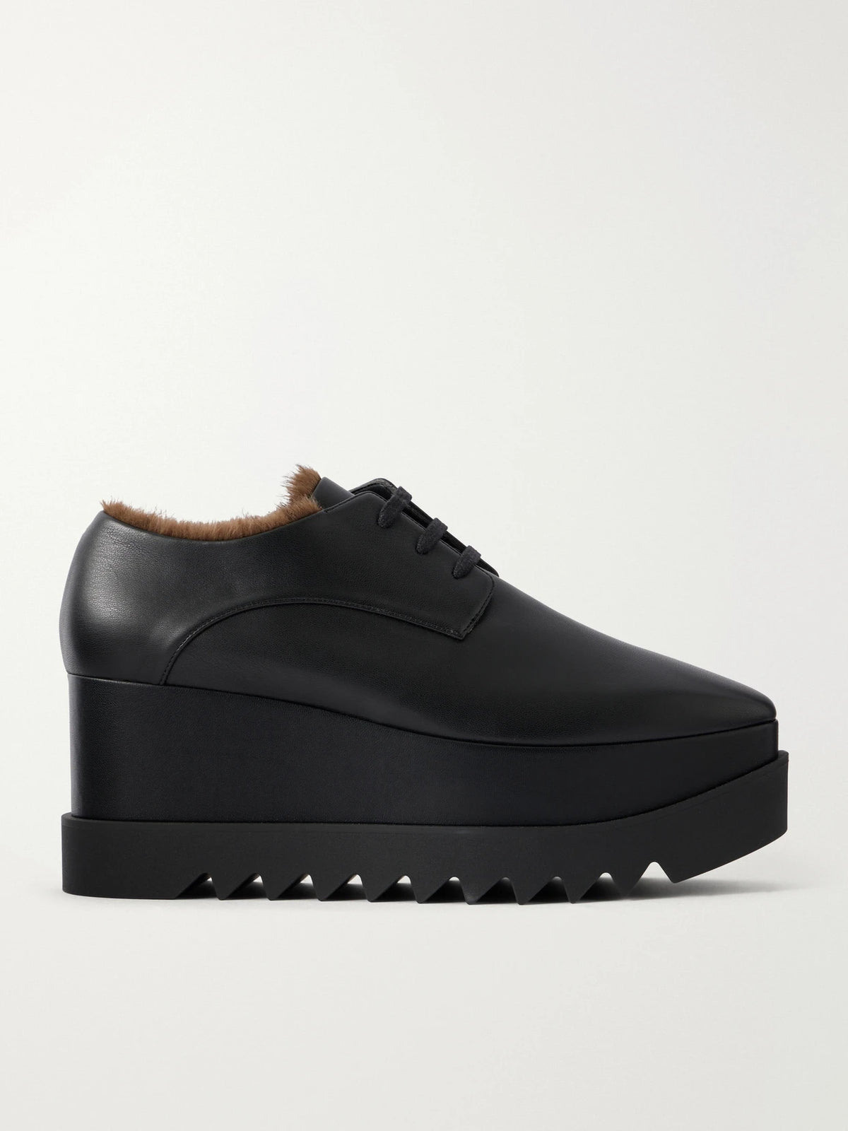 Stella McCartney Elyse Plush-trimmed Vegan Material Platform Brogues