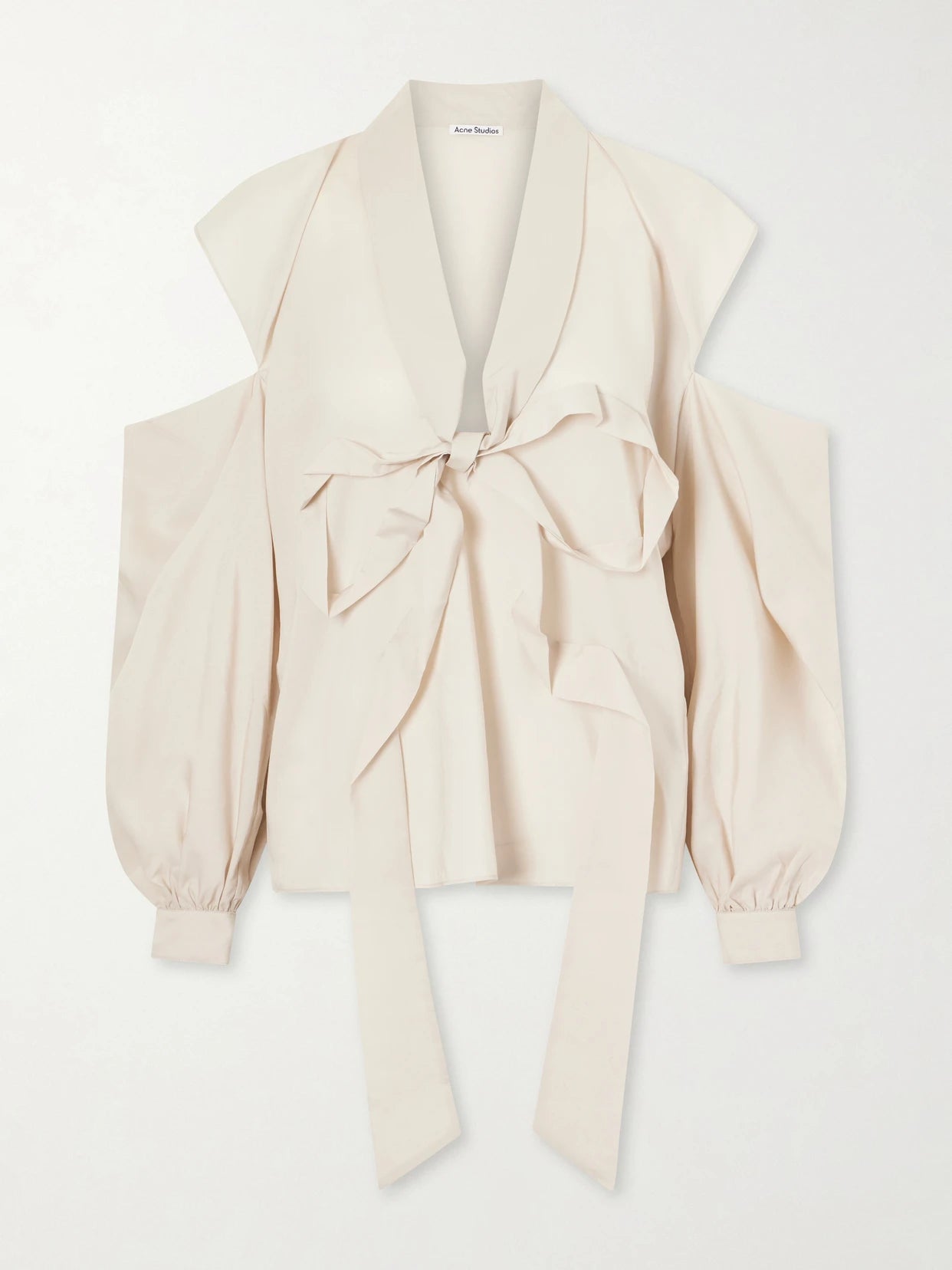 Bow-embellished Cut-out Lyocell Blouse