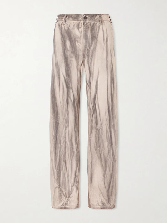 Image of Jeans. Product name - Printed High-rise Jeans in Sand colour by brand - KALLMEYER