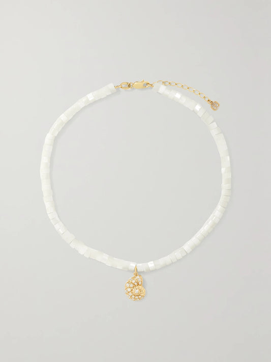 14-karat Gold, Mother-of-pearl And Diamond Anklet