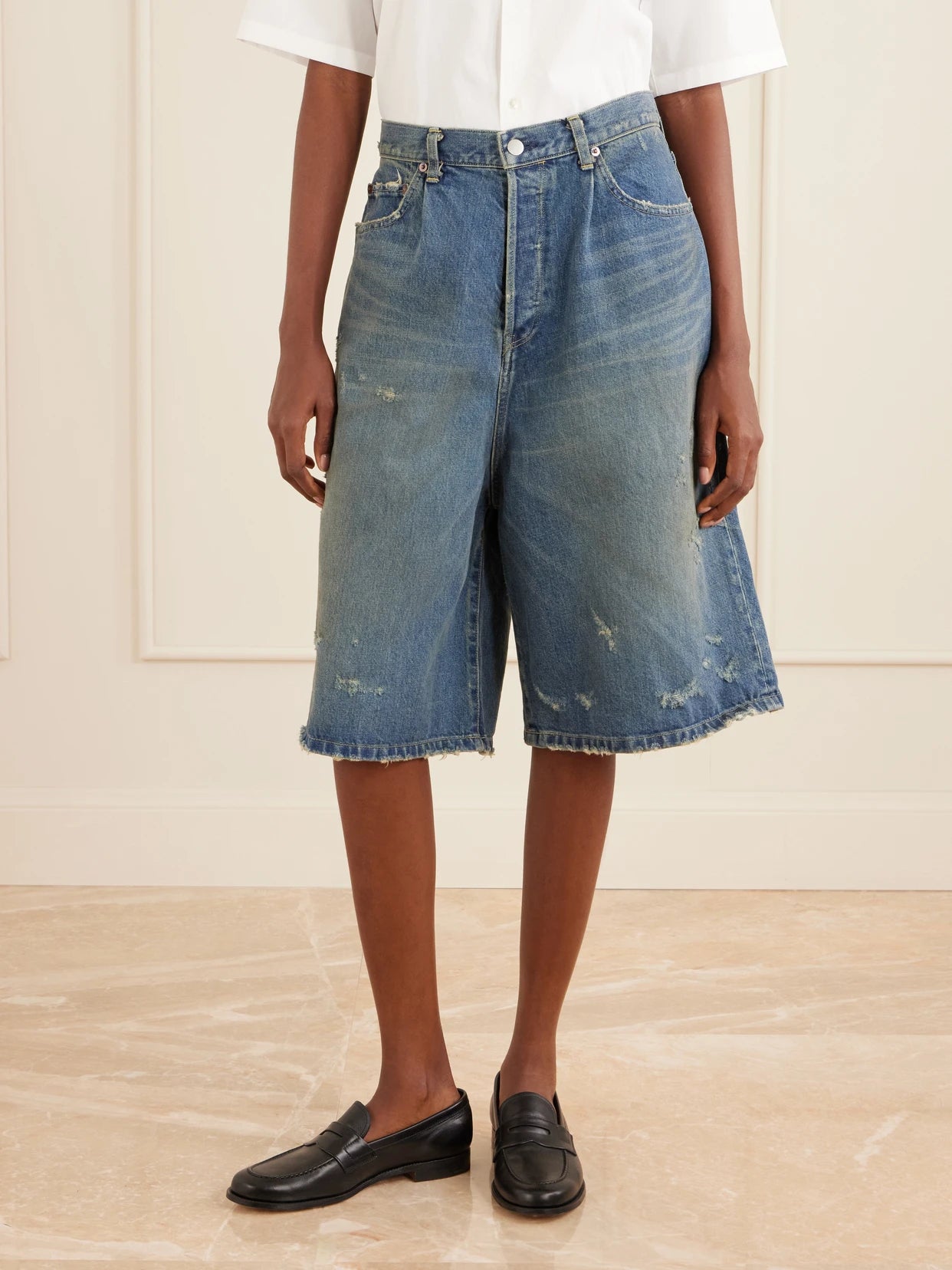 Distressed Denim Shorts