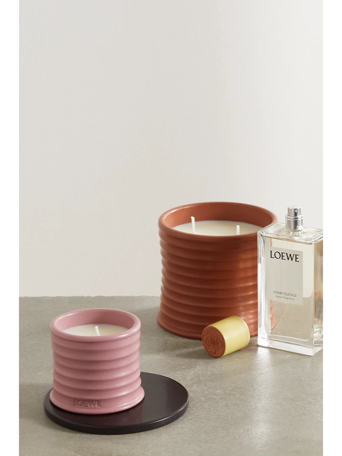 Image of Perfumes & Colognes. Product name - Terracotta Candleholder Base in Brown colour by brand - LOEWE PERFUMES