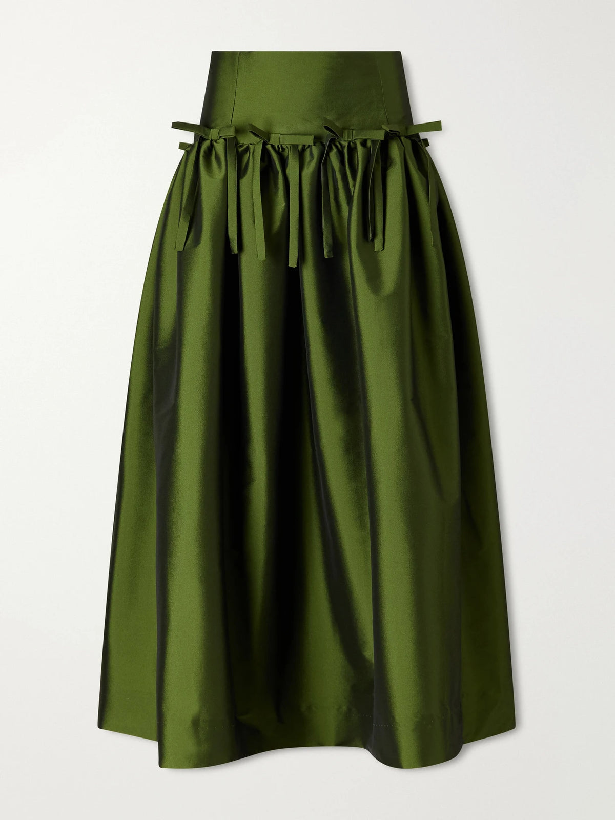 BERNADETTE Oscar Bow-detailed Gathered Taffeta Midi Skirt