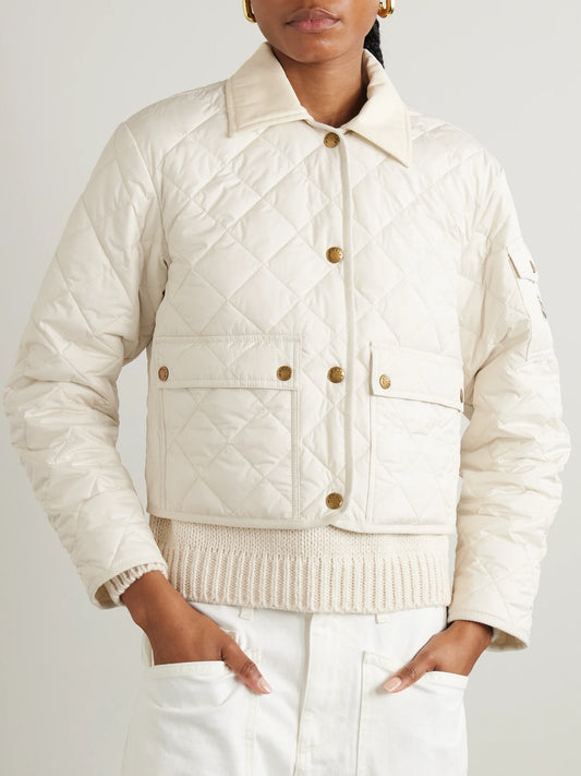 Chitre Cropped Cotton-canvas Trimmed Padded Quilted Shell Jacket