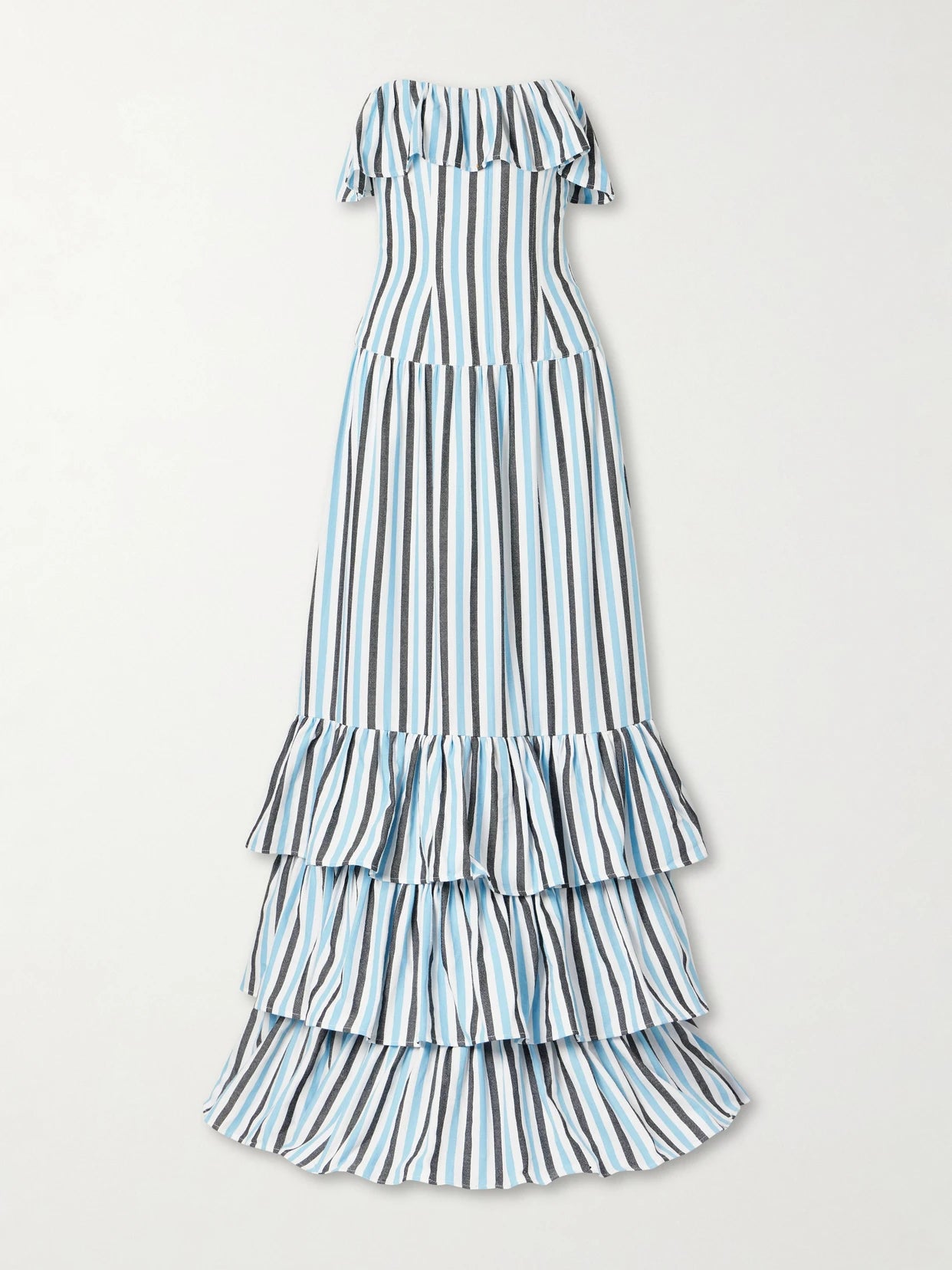 Ruffled Striped Cotton Maxi Dress