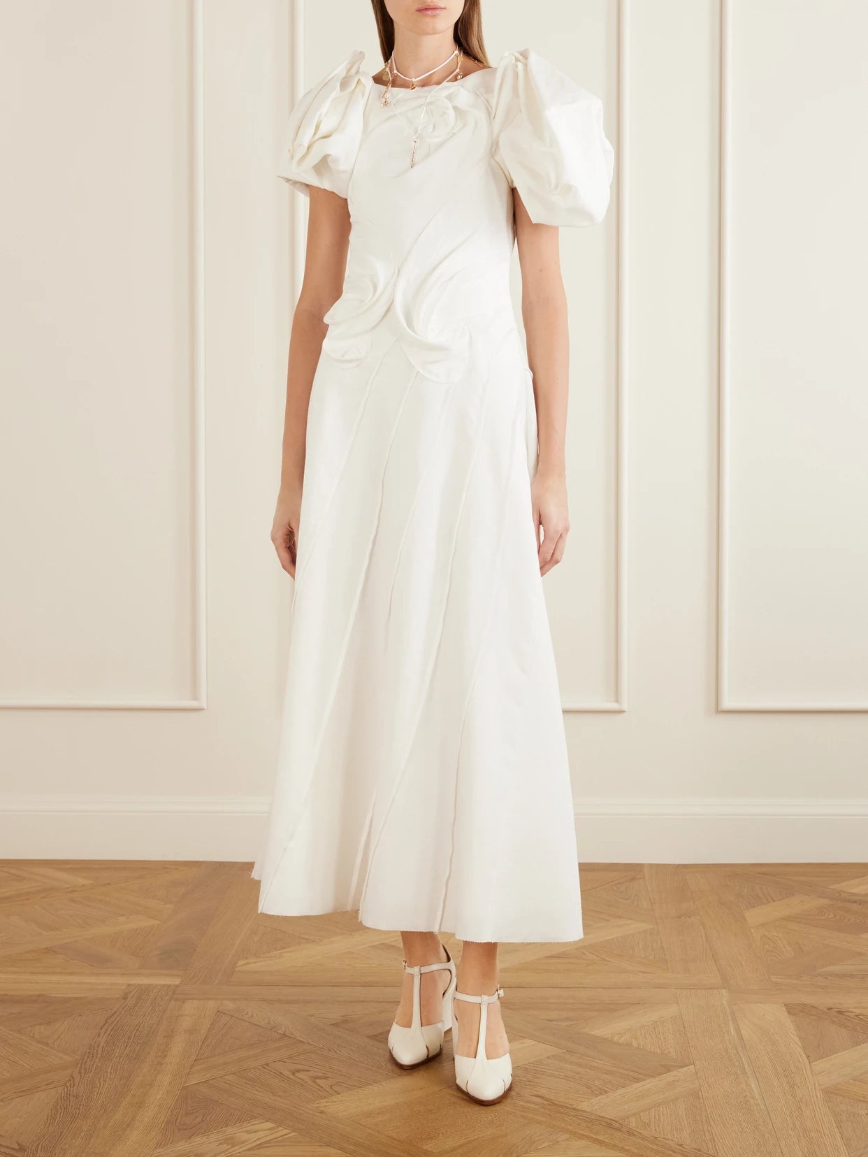Image of Dresses. Product name - Navi Linen Midi Dress in White colour by brand - Gabriela Hearst