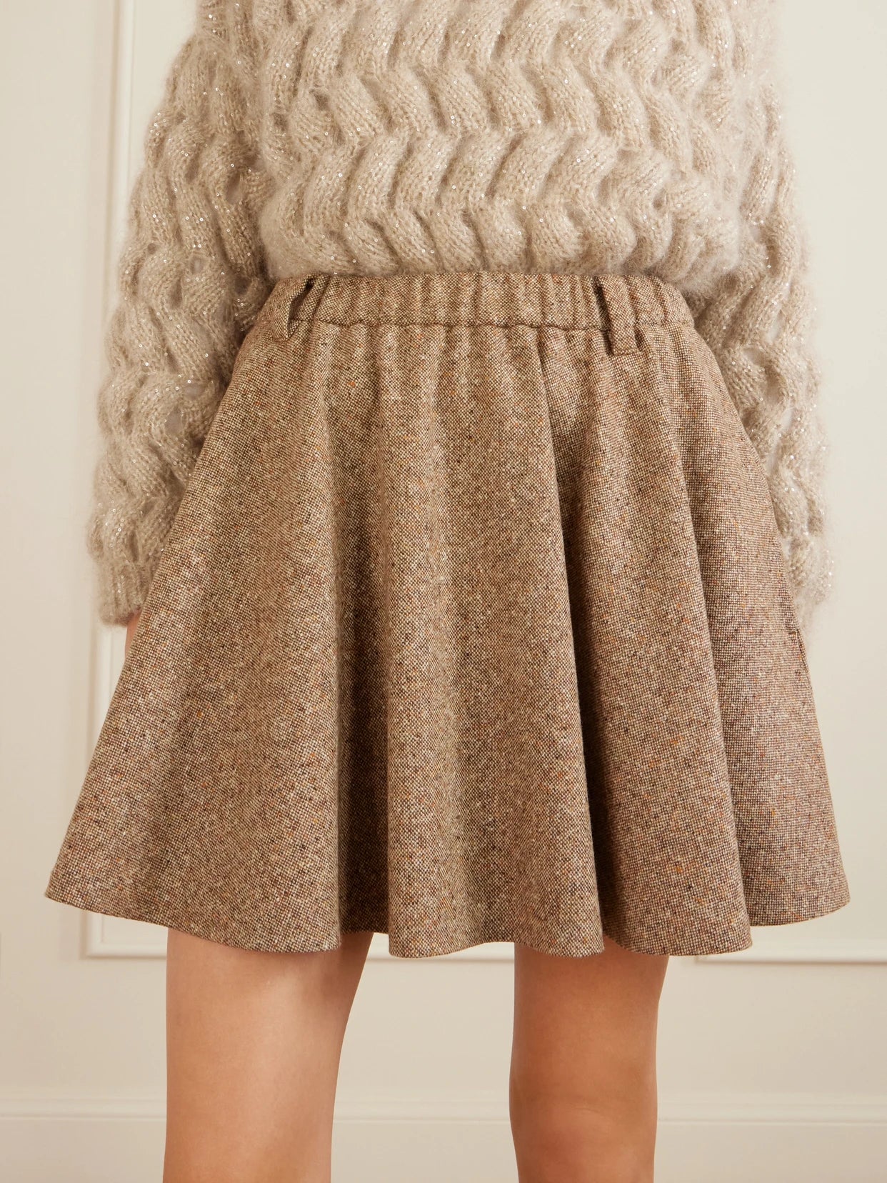 Pleated Wool-blend Tweed Mini Skirt