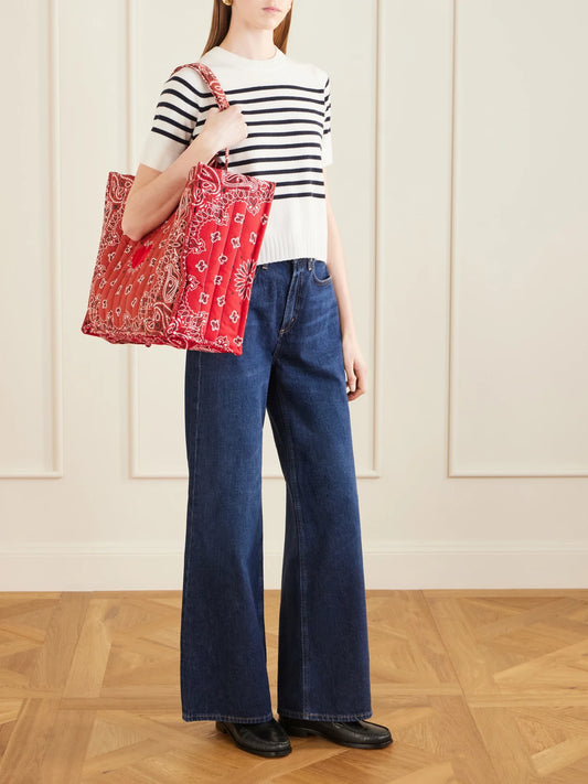 Image of Bags. Product name - Maxi Cabas Coeur Quilted Printed Tote in Red colour by brand - CALL IT BY YOUR NAME