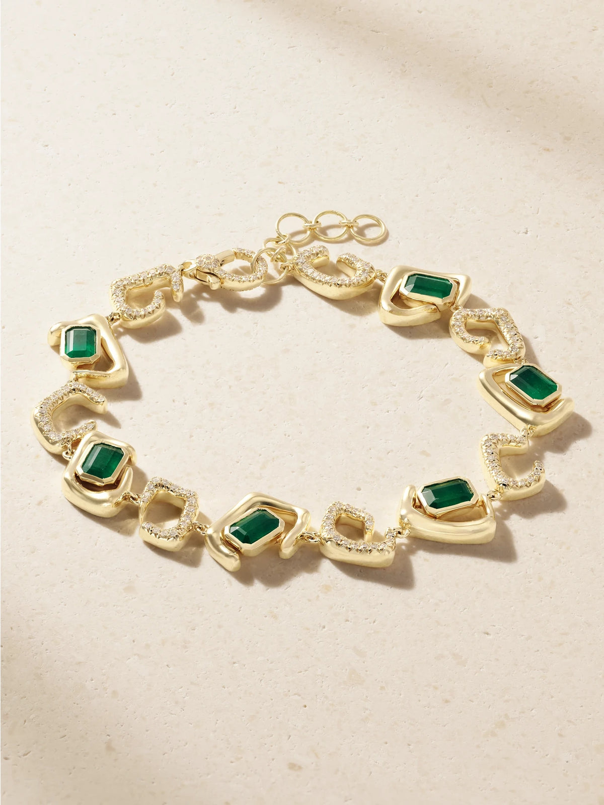 SHAY Zar 18-karat Gold, Emerald And Diamonds Bracelet
