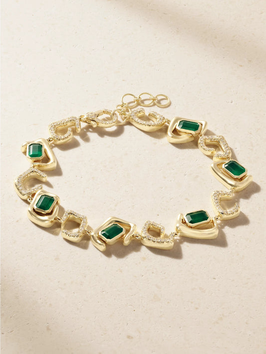 SHAY Zar 18-karat Gold, Emerald And Diamonds Bracelet