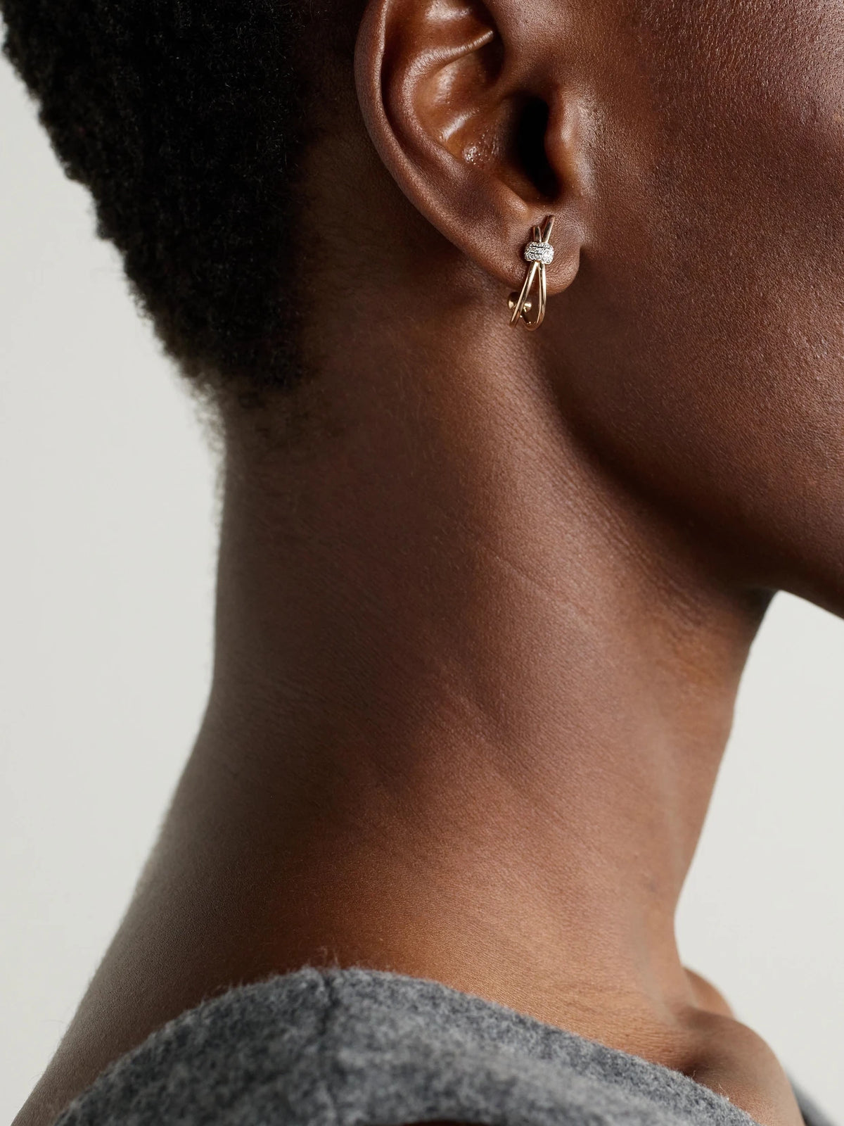Image of Earrings. Product name - Together White Rhodium-plated And 18-karat Rose Gold Diamond Earrings in Multi colour by brand - Pomellato