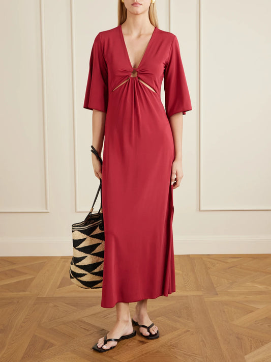 Beachwear Ruched Cut-out Stretch-jersey Maxi Dress